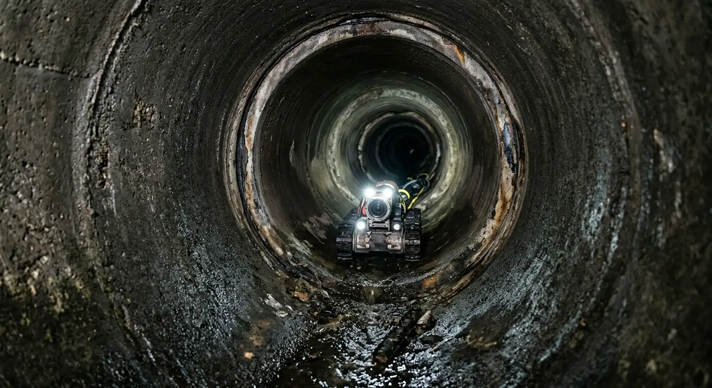 Robotic sewer camera inspecting pipe interior for Sewer Line Cleaning in Des Plaines